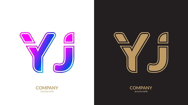 Desenho de ilustrações de modelos de letras do logotipo yj