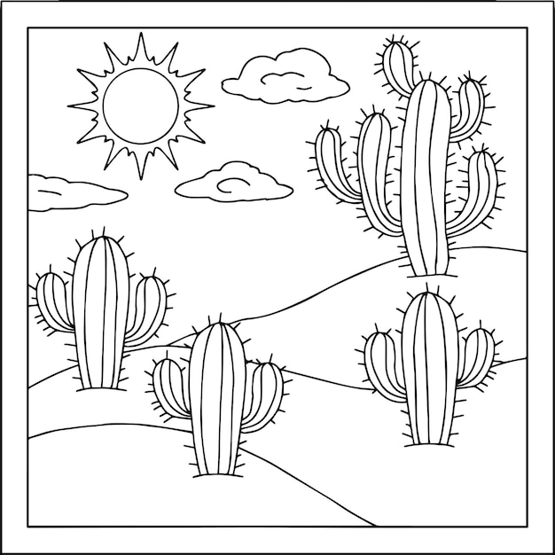 Cacto do deserto para colorir  Cactus clipart, Clipart black and