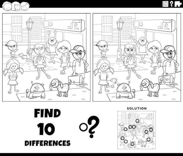 jogo de colorir diferenças com grupo de crianças 1635064 Vetor no Vecteezy