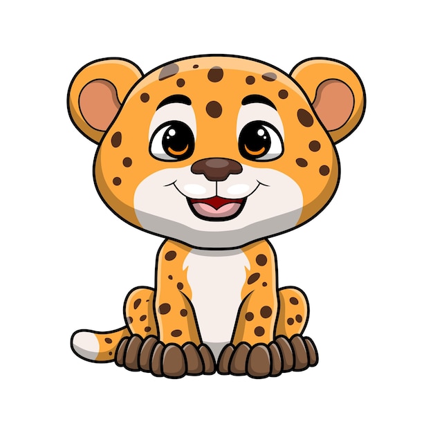 Desenho de leopardo fofo em fundo branco