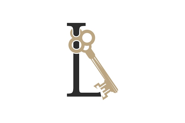 Vetor desenho de letra de chave com combinação de chave e letra