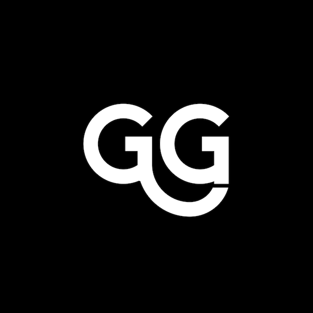 Vetor desenho de letra gg logotipo em fundo preto gg iniciais criativas conceito de letra logotipo gg design de letra g g desenho de letra branca em fundo negro g g g g logotipo