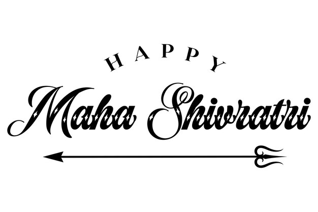 Vetor desenho de letras maha shivratri com ilustração vetorial do senhor shiva trishul