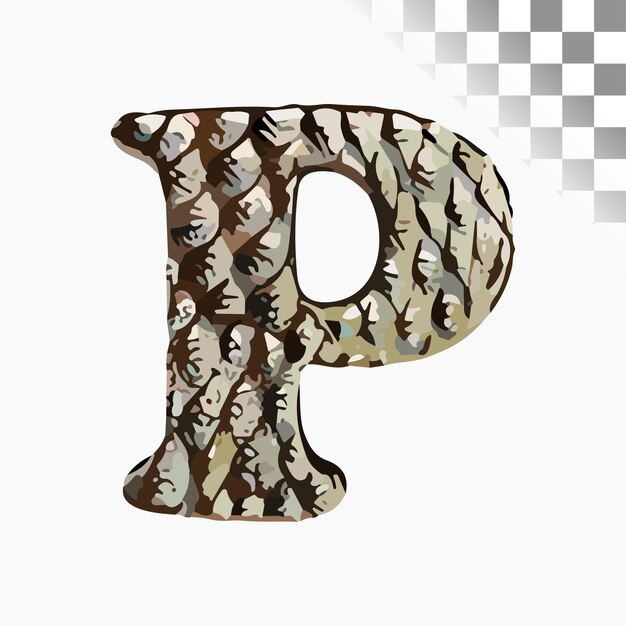 Vetor desenho de letras p font elegante alfabeto de pele de dragão