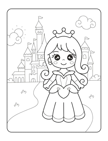 8 Desenhos para colorir de princesa kawaii