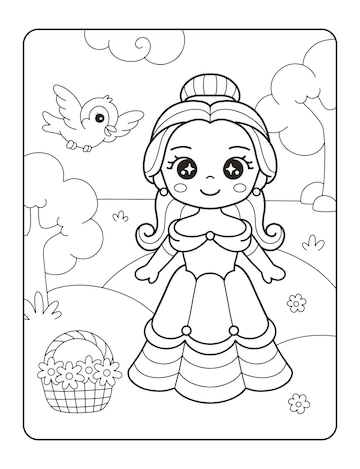 Princesas Kawaii desenhos para colorir imprimir e pintar