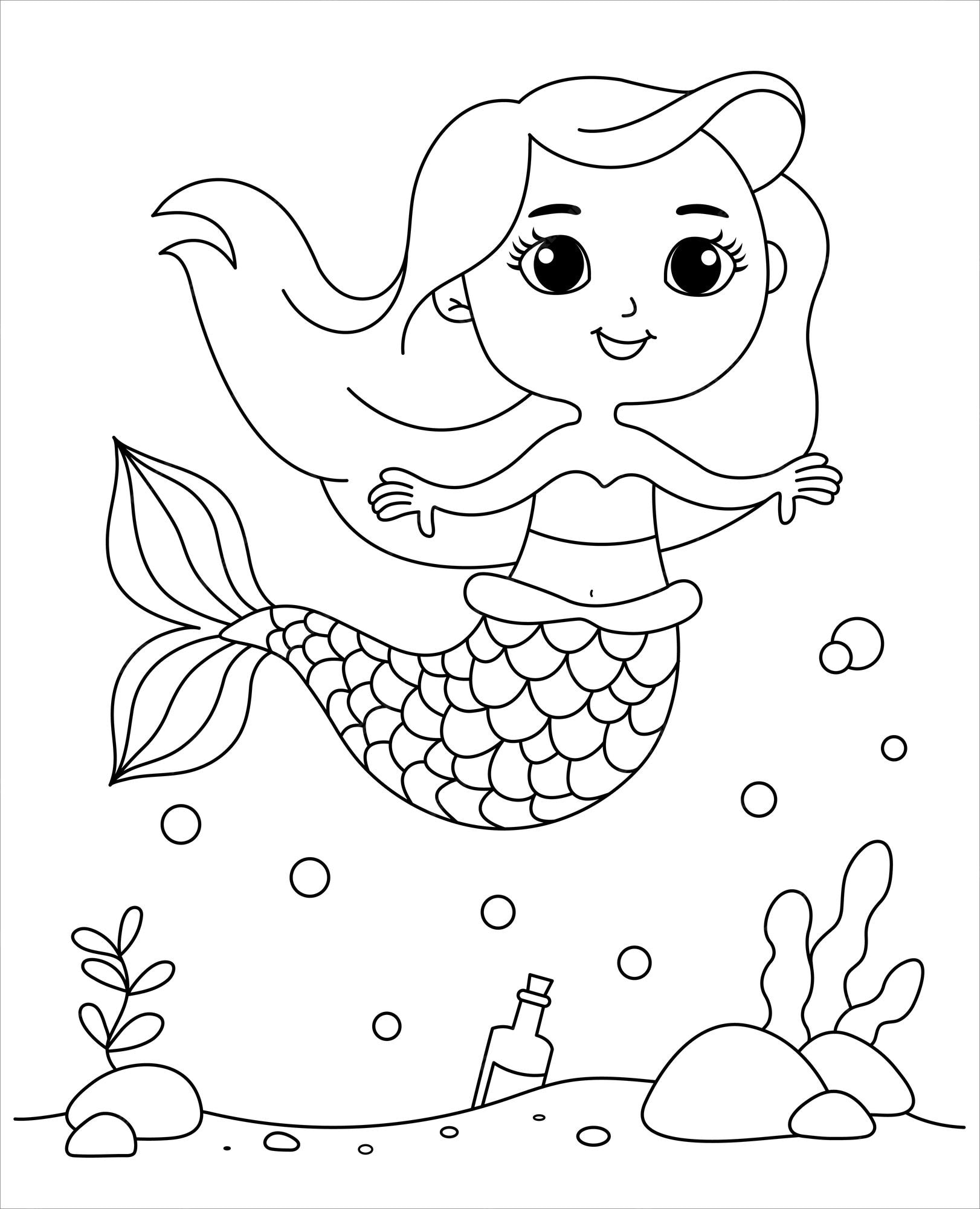 Desenho de Sereia Para Colorir Para Colorir