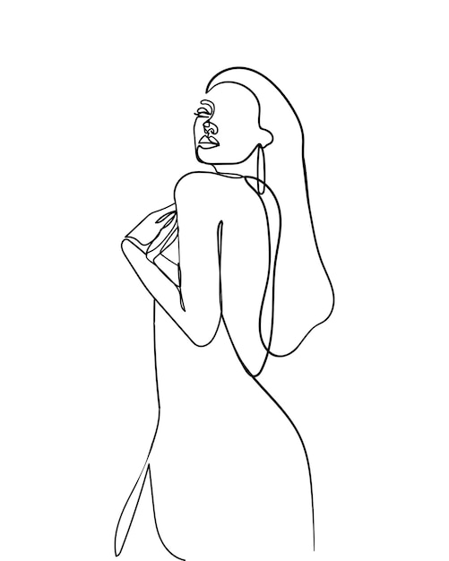 Desenho de linha contínua da ilustração do corpo da mulher