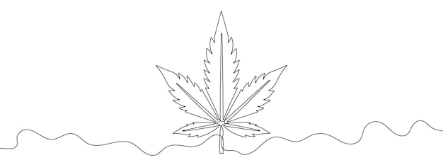 Vetor desenho de linha contínua de cânhamo medicinal ícone de cannabis de linha única