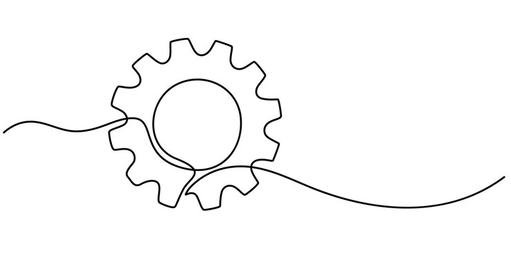 Vetor desenho de linha contínua de configurações de engrenagens símbolo ilustração de arte de linha abstrata icon de configuração pro