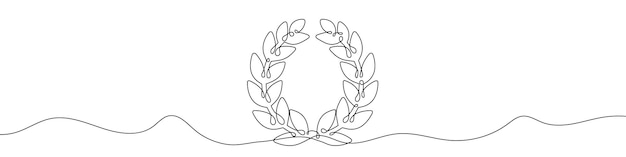 Vetor desenho de linha contínua de coroa de louro ícone de coroa de louro de linha única