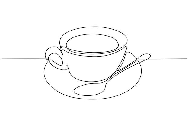 Desenho de linha contínua de ilustração vetorial de xícara de café