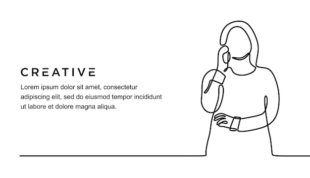 desenho de linha contínua de jovem mulher bonita posando enquanto fala no telefone