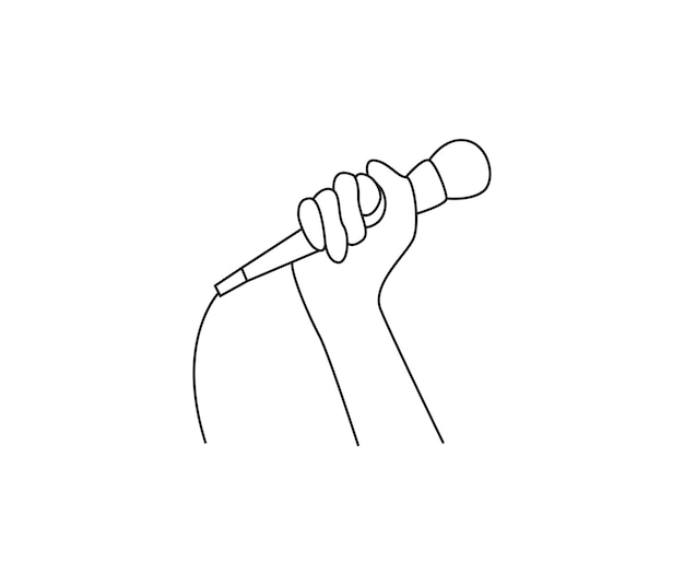 Desenho de linha contínua de microfone de mão