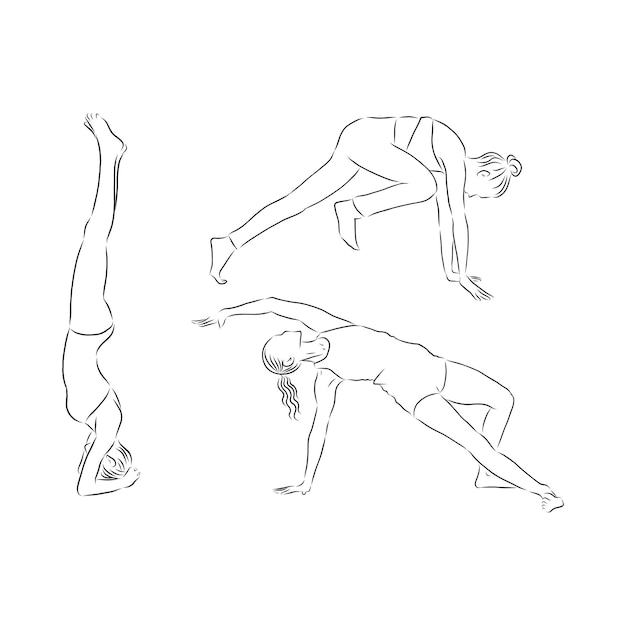 Desenho de linha contínua de mulher se exercitando
