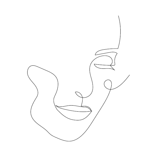 Desenho de linha contínua de retrato de uma bela arte de minimalismo de rosto de mulher