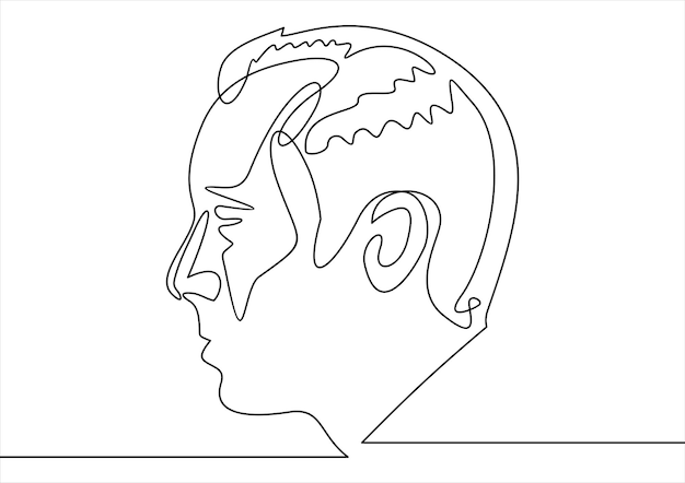 Desenho de linha contínua de um desenho vetorial de retrato masculino