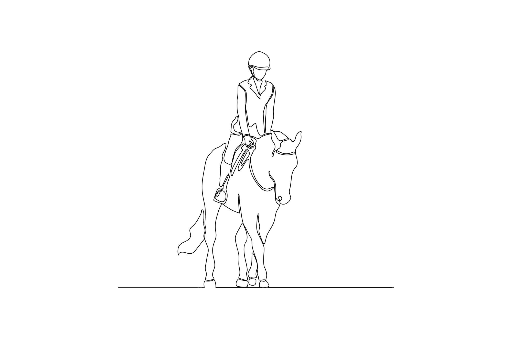 único desenho de linha contínua orgulhoso cavalo branco anda graciosamente  com seu casco dianteiro para a