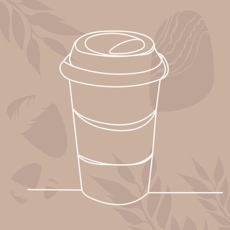 Vetor desenho de linha contínua de xícara de café, em fundo abstrato, vetor