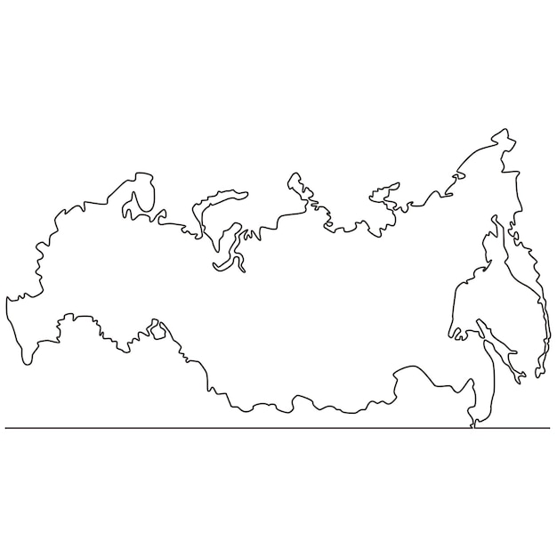 Vetor desenho de linha contínua do mapa ilustração vetorial de arte de linha da rússia