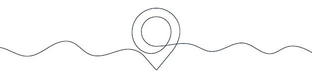 Vetor desenho de linha contínua do pin gps desenho do fundo de uma linha
