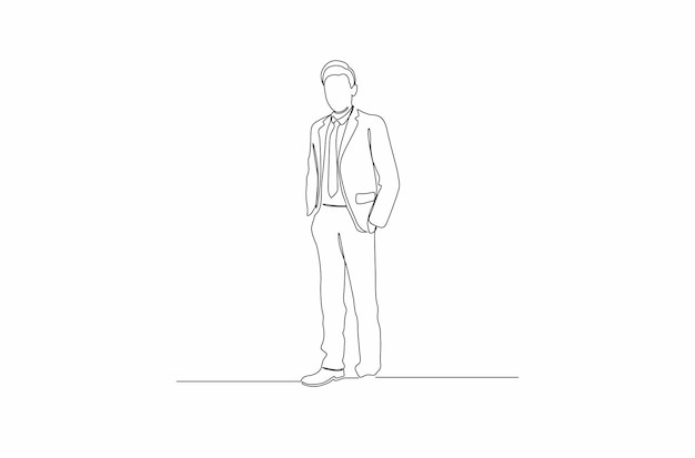 Vetor desenho de linha contínua do retrato do patrão homem de negócios ilustração vetorial premium vector