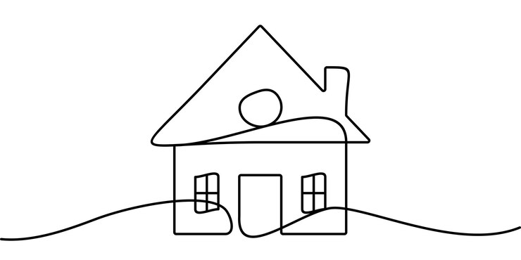 Vetor desenho de linha contínua do símbolo da casa ilustração de arte de linha abstrata