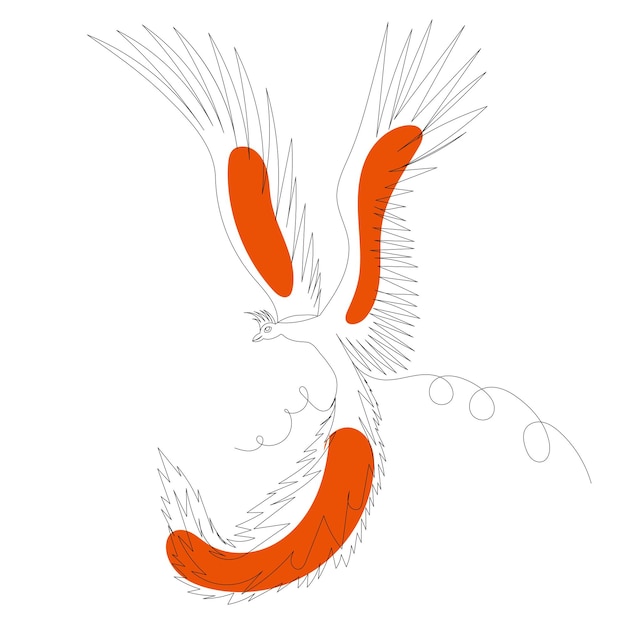 Desenho de linha contínua phoenix, esboço