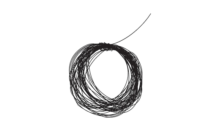 Vetor desenho de linha contínua única de círculo de rabiscos esboço redondo vetorial de forma rabiscada desenhada à mão