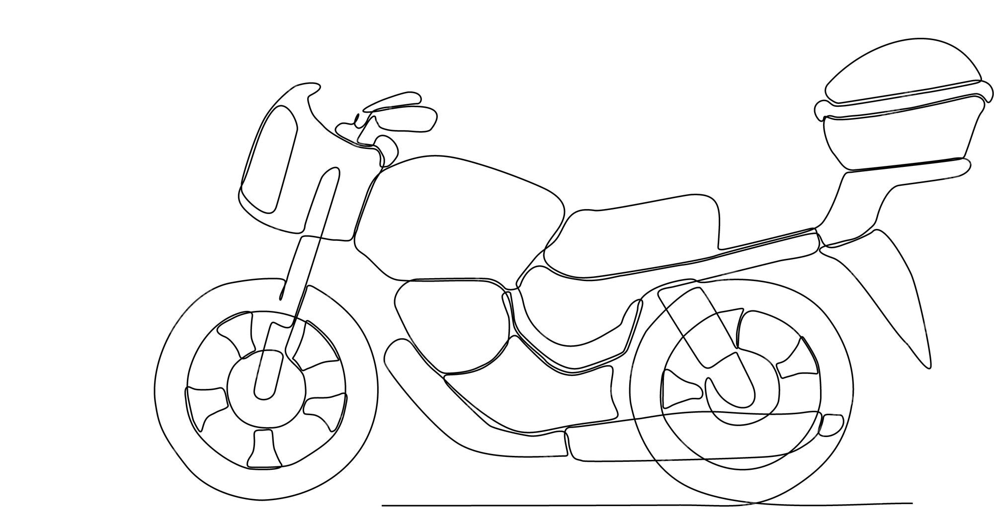 Uma Única Linha Desenho Antiga Motocicleta Retro Helicóptero