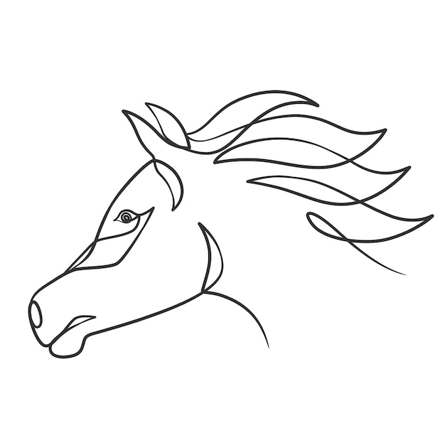 Desenho de linha contínuo de cabeça de cavalo desenho de uma linha de cabeça de cavalo design de estilo minimalista