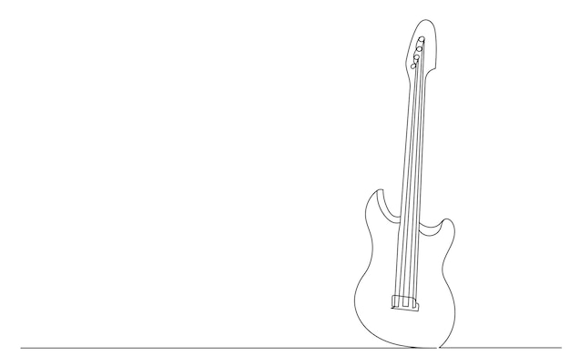 Vetor desenho de linha de guitarra em um vetor isolado de fundo branco