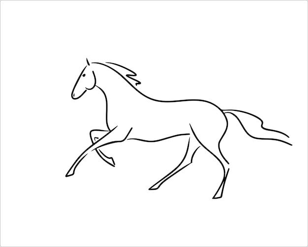 Desenho de linha simples de um cavalo