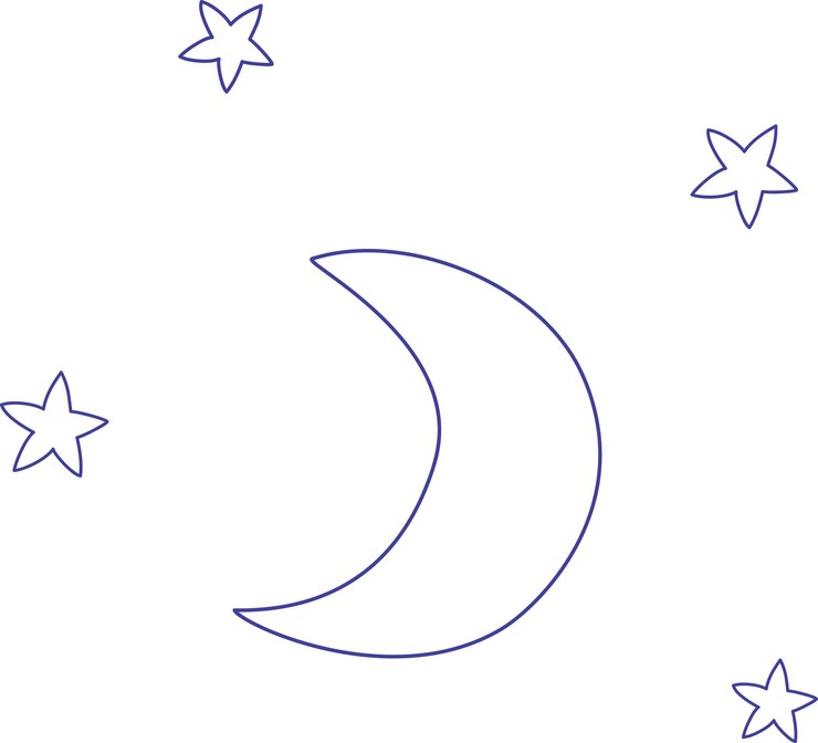 Vetor desenho de linha de lua e estrelas ícone de rabiscos noturnos