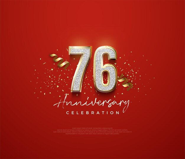 Vetor desenho de linha simples para celebração do 76o aniversário vector premium para cartaz banner celebração de saudação