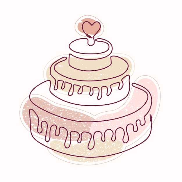 Desenho Colorido De Bolo De Casamento Ilustração do Vetor - Ilustração de  flor, alegria: 274658793