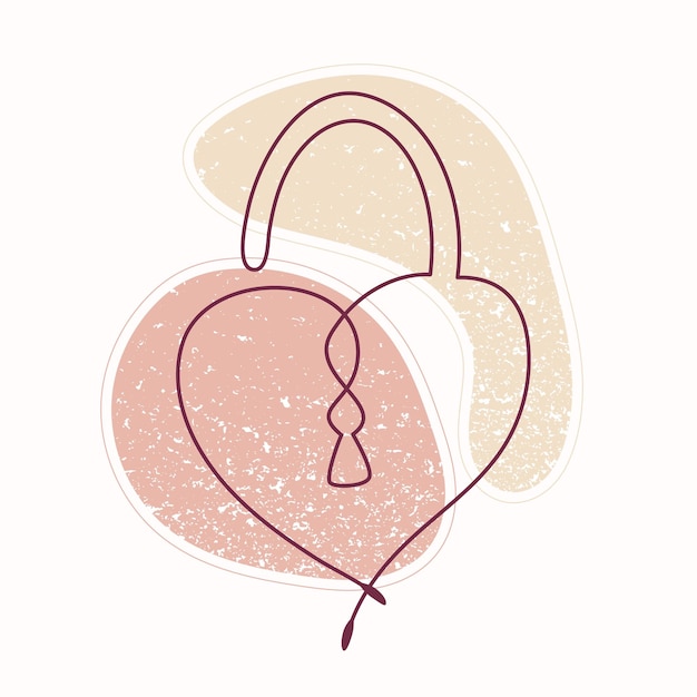 Desenho de linha única de cadeado em forma de coração com manchas de cor texturizada estilo de arte de linha desenhada à mão