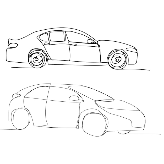 Desenho de linha único isolado de um carro contínuo