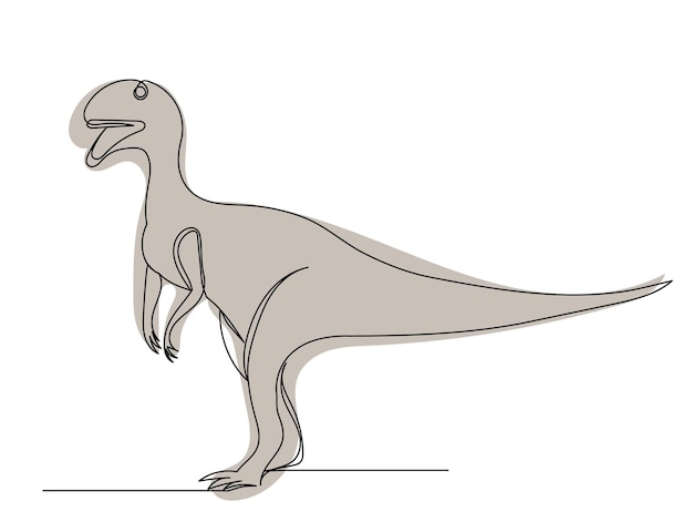 Desenho de linha verde de dinossauro isolado