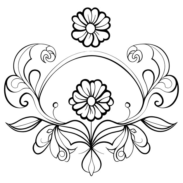 Vetor desenho de linhas flores decoração de buquês ou arranjo floral flores e folhas arte de linhas