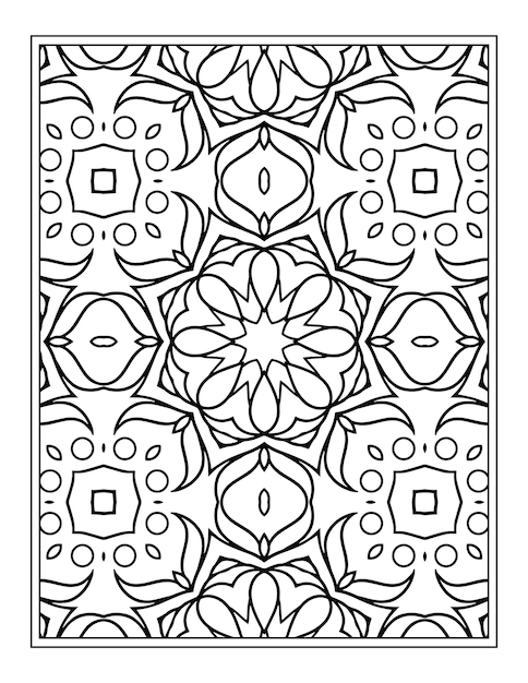 Desenho de livro de colorir de mandala de flores