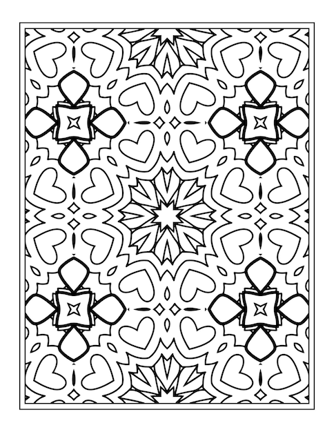 Desenho de livro de colorir de mandala de flores