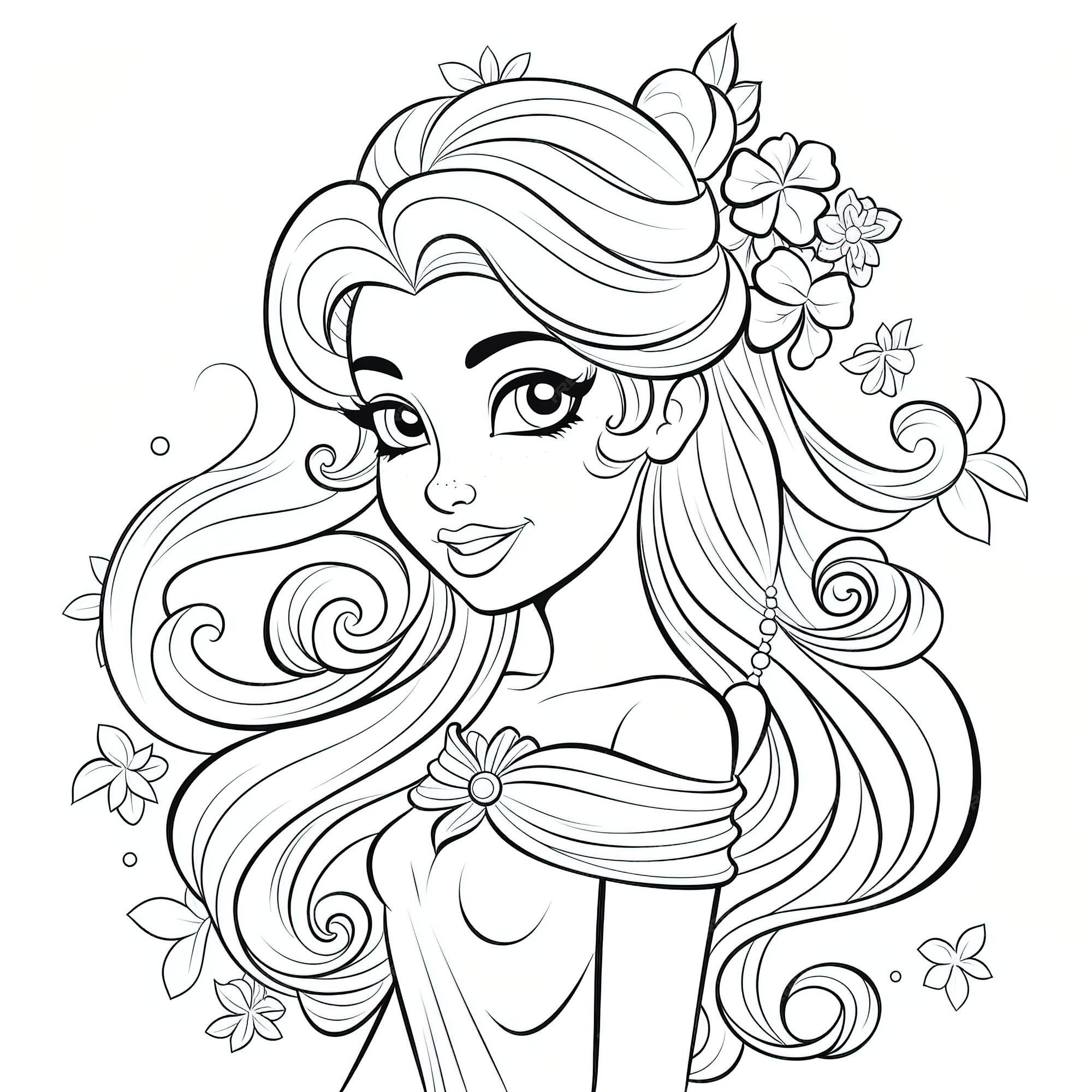 Desenho de livro para colorir das princesas barbie para crianças