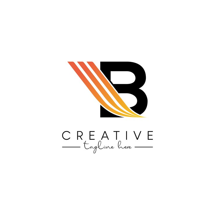 Vetor desenho de logotipo criativo único da letra b swoosh símbolo vetorial inicial