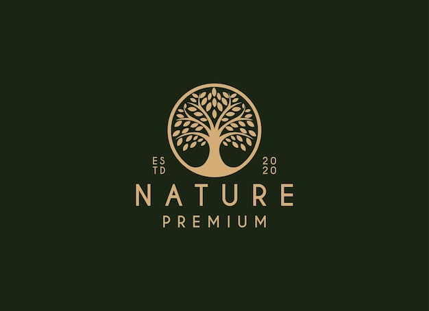 Desenho de logotipo de árvore da natureza planta de jardim template de símbolos naturais árvore da vida ramo com folhas