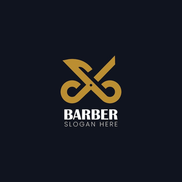 Vetor desenho de logotipo de barbeiro design de logótipo de tesoura