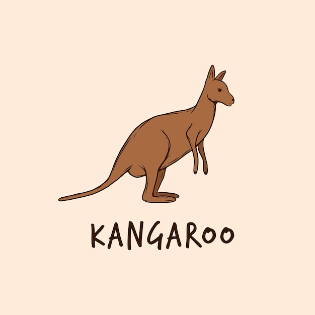 Desenho de logotipo de canguru desenhado à mão