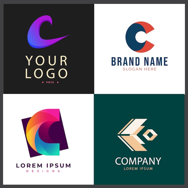 Desenho de logotipo de conexão de ponto de letra C para tecnologia