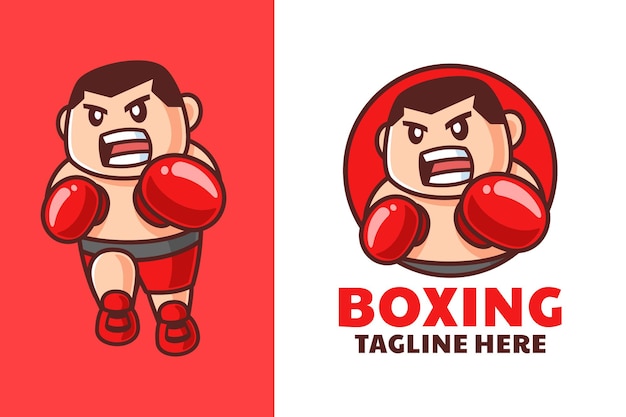 Desenho de logotipo de desenho animado de boxe masculino