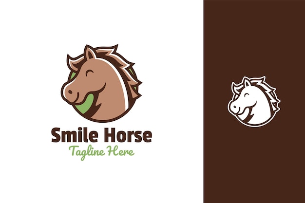 Desenho de logotipo de desenho animado de cavalo sorridente
